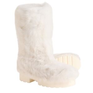 $695 New STUART WEITZMAN Shaggy White Lamb Shearling fur Mid Boots Box Dust Bag